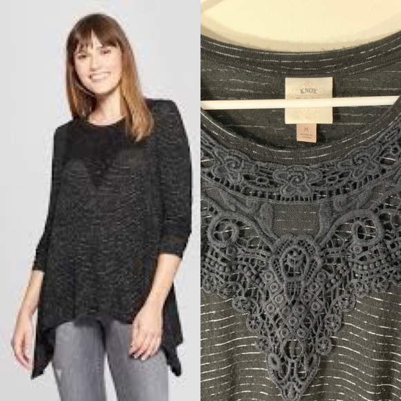 Knox Rose Black Striped Sharkbite Tunic - Picture 1 of 9